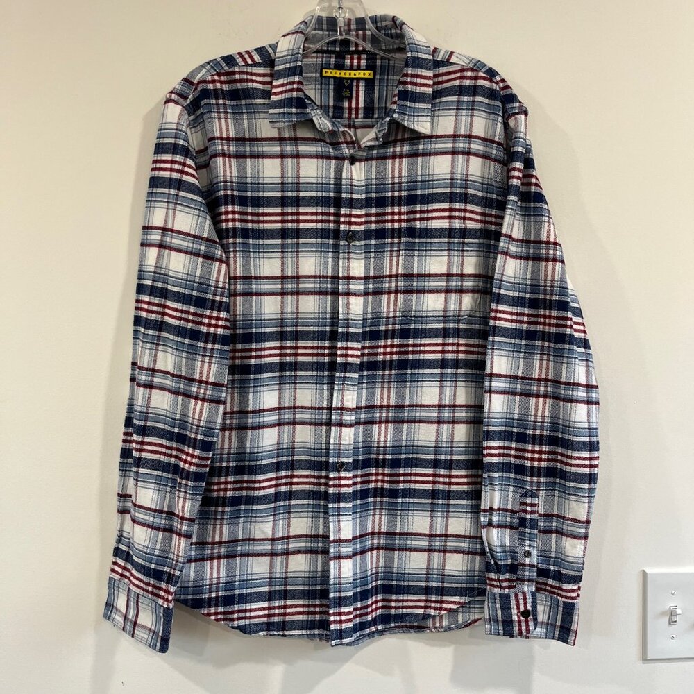 Prince & Fox Flannel Men's button down Long Sleev Shirt 100% cotton Large